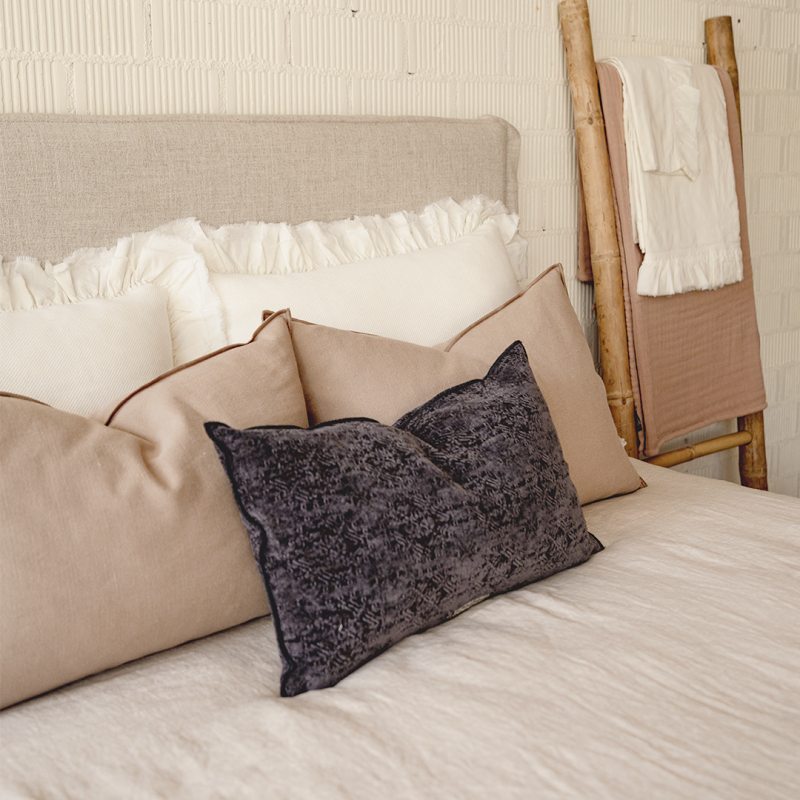 Cabecero de lino 100% extra suave  COCOON INTERIORS Color tejido Arena  Para medida de cama: Cama de 90cm